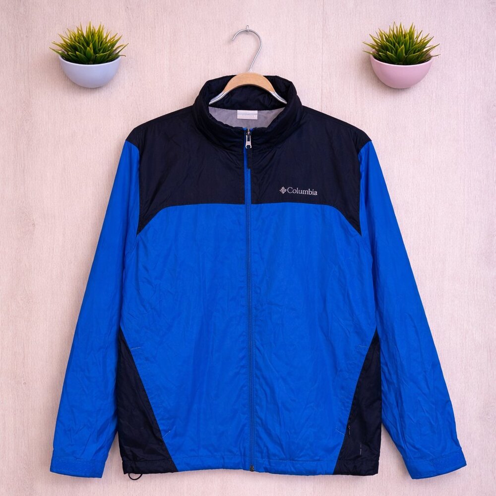 Columbia Windbreaker Jacket Men’s Medium Blue Full Zip Lightweight Outdoor